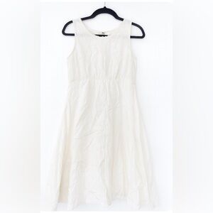 Spick & Span Dress White 100% Linen Sleeveless Small Side Zip Lined High Waist